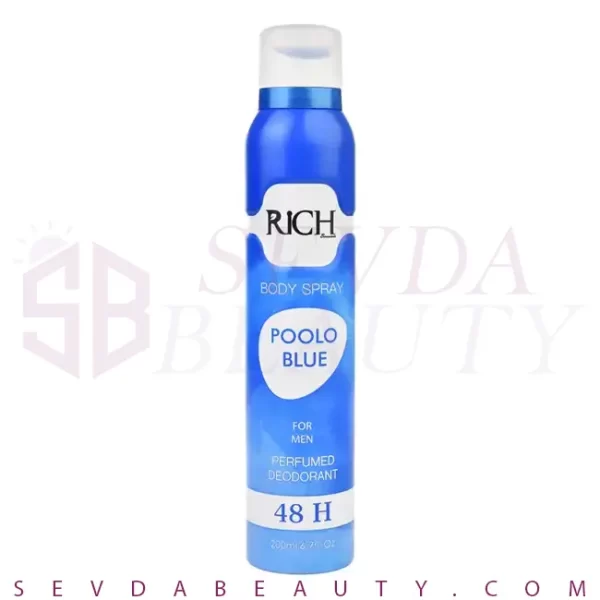 اسپری بدن مردانه خوشبو کننده ریچ Rich رایحه Poolo Blue